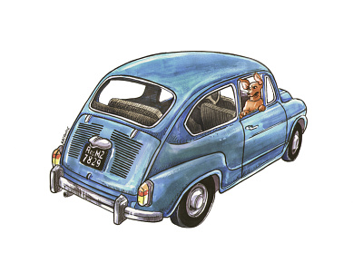 Fiat 600 car cardesign characterdesign comicart draw fiat600 illustration illustration art