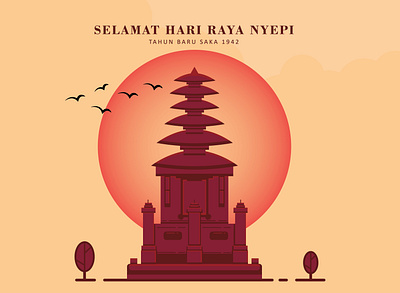 Hari Raya Nyepi design flat illustration vector