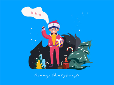 Merry Christmas design flat illustration illustrator minimal ui vector