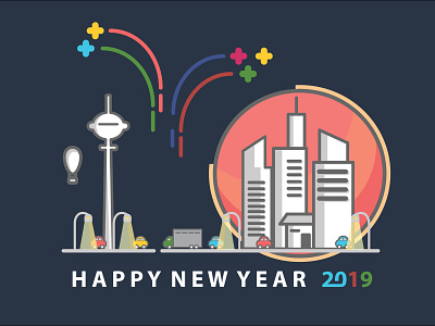 New Year 2019 design flat illustration