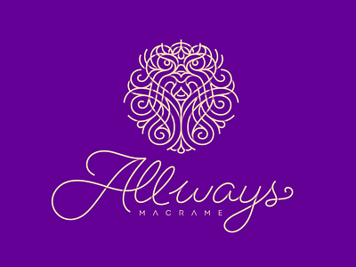 Allways Macrame Logo branding handwritting illustration jewelry knitting knot leon line lion logo macrame stroke symbol symmetry type typography vector