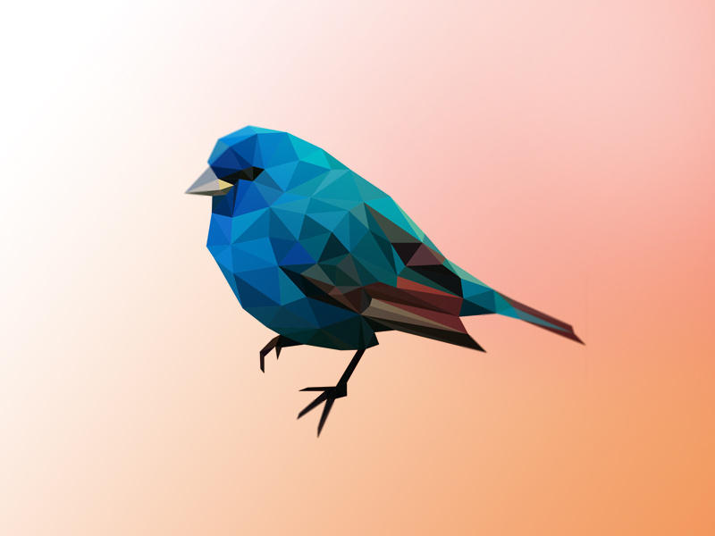 Blue poly bird poly bird mark polygon 3d geometric triangles bird logo blue poly