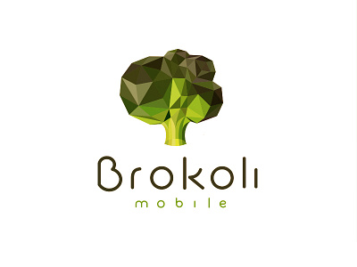 Brokoli Mobile Logo broccoli food geometry green line logo lowpoly mobile poly polygon triangle