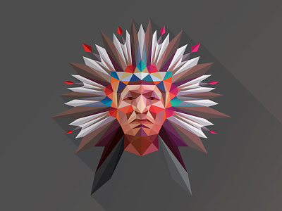 Tribe Poly Indian cockade feather headdress indian lowpoly panache polygon triangulation tribal tribe