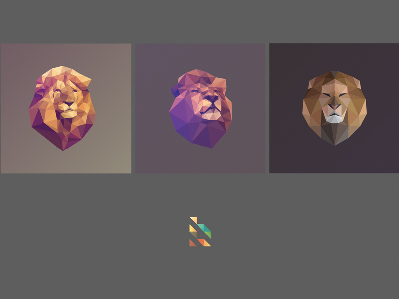 Bleón Logo Poly león lion logo polygon lowpoly facets triangulation delaunay mane geometric