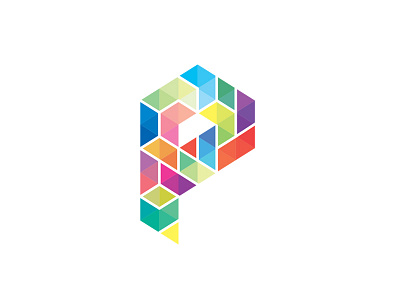 P Logo isometric logo p triangles