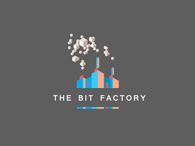 The Bit Factory - Logo accelerator bit chimney cubes factory logo pixel smoke startup