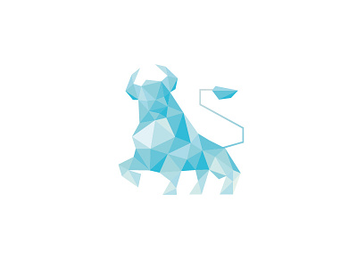 Lowpoly Blue Bull logo animal blue bull horns logo lowpoly taurus