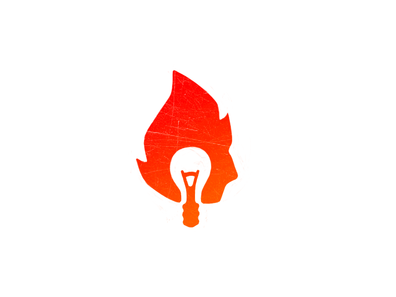ThoughtFire logo 2 beard fire flame goku head idea lamp logo think thought
