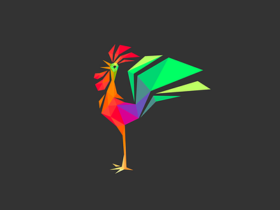 Roosta logo colorful galo geometric logo lowpoly rooster