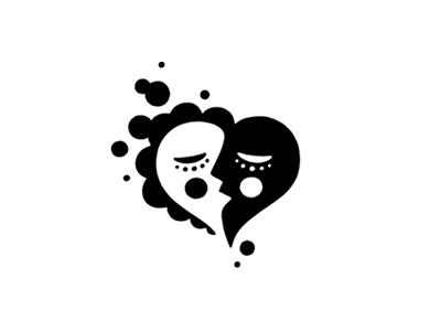 Dreaming about love bw cloud cloud 9 dream face to face heart in love kiss logo love lovely ying yang
