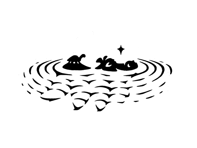 Hippopo birds hippo star turtle waves