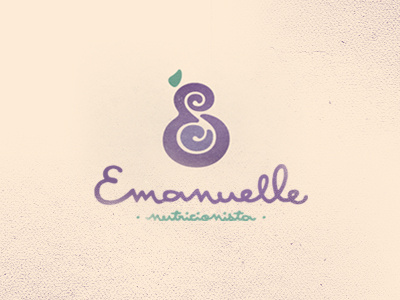 Emanuelle Logo e emanuelle food fruit leaf logo mark monogram negative space nutricionista nutrition purple s script seed vegetable