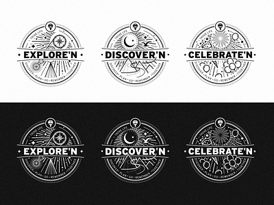 3 Badge Illustrations badge baloon bird celebrate celebration compass discover discovery enjoy exploration explore fireworks fly illustration moon party path stars telescope watch