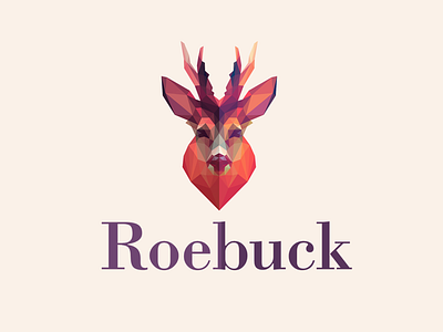 Roebuck animal deer deer logo facet head logotype lowpoly orange roebuck simetric symetry triangle type typography