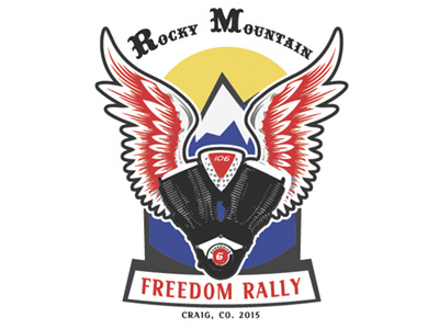 Rocky Mountain Freedom Rally logo colorado denver lapel pin logo motorcycles posters t shirt victory motorcycles