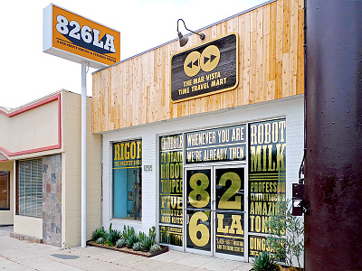 The Mar Vista Time Travel Mart 826 826la echo park time travel mart funny gold graphic design logo logo design non profit retail time travel typography