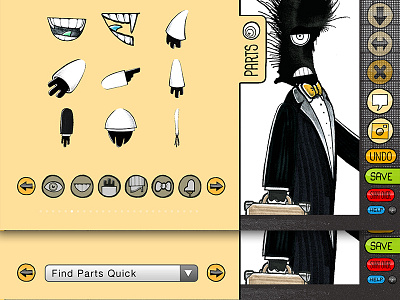 Need feedback: MONSTER MAKER Parts Menu app cartoon character design icon interface ios7 menu monster