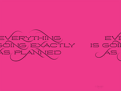 “Everything is going exactly as planned” Poster graphic design lettering pink pms poster swoosh typography