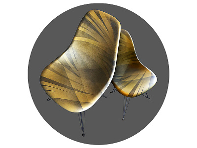 Golden Eames Chair art deco chair graffiti graphic design illustration pattern patterns spray paint stripes