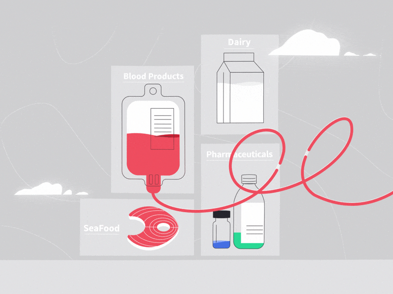 Protect this stuff while transferring ✨ aftereffects animation 2d blood blood donation cloud dairy drugs fish flat illustration milk motion pharmaceuticals products seafood