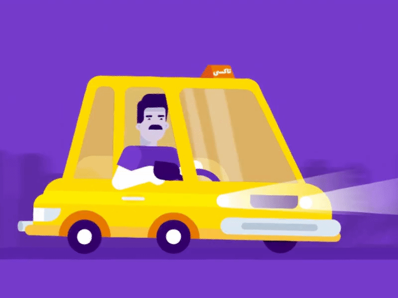 Taxi Driver after effects aftereffects animation animation 2d car character character animation design flat illustration rebound taxi taxi driver tehran