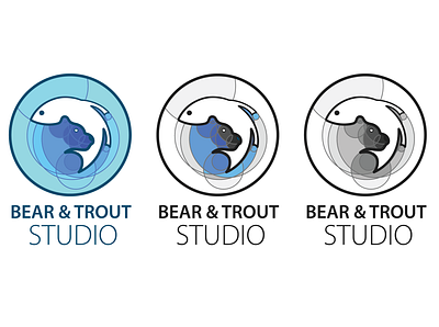 Bear and Trout logo bear bear logo branding design illustration illustrator logo trout typography vector