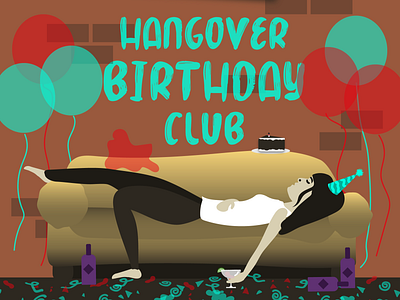 Hangover Birthday Club Branding birthday branding design hangover happy birthday illustration