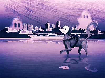 Strays #1 character cityscape dog ghost illustration popsurrealism surreal