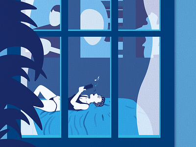 Boy, You're So Tragic babe blue character illustration illustrator minimal pop art sing window woman