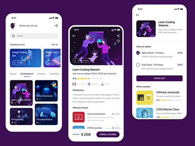 Online Courses app app design mobile design mobile ui prototypes ui ux