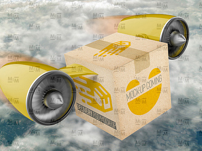 Free Download Delivery Box PSD Mockup Perspective View 3d background box cardboard container courier deliver delivery distribution fly flying goods isolated logistic package postal send shipping symbol transport