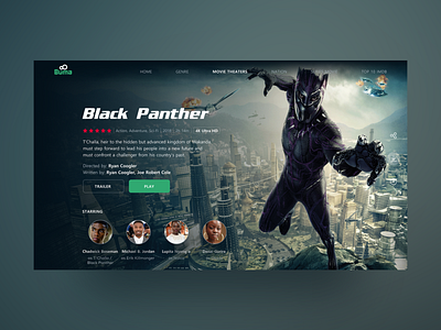 Black Panther - Movie Website UI movie nguyen trang uiux website website ui design