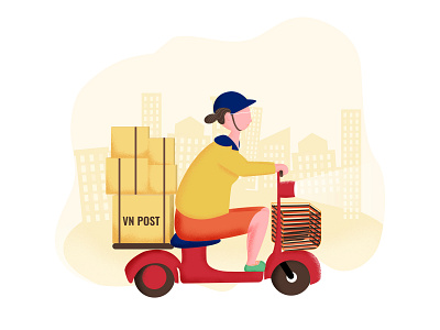 VNPost delivery delivery delivery woman flat illustration flatdesign illustraion ui illustration