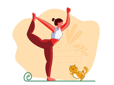 Yoga with your cat cat character design nguyen trang summer ui illustration yoga