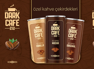 Dark Cafe Ice Coffee Packaging Design branding design can packaging ice coffe logo package design typography