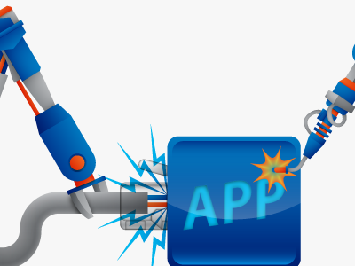 App Building Bots app arm arms blue building claw four clouds icon illustration robot robots vector welding