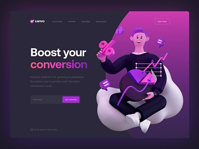 Landing Page 3d 3dcharacter aftereffects arnoldrender c4d cinema4d conversion design figma figmadesign illustration landingpage logo modeling productdesign sbercharacter ui ux web webdesign