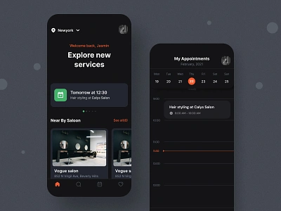 Stylaus Saloon App android app appointment blackhole calendar design flutter ios mobile saloon ui ui design ux design