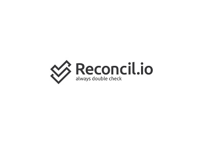 Reconcil.io brand check clean company data double line logo logotype mark minimal web