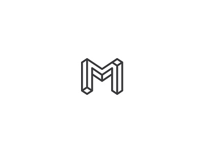 Letter M design geometry illusion letter lettermark line logo m mark media minimal sign