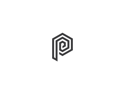 Letter P box letter lettermark line logo mark p play sign spiral typography web