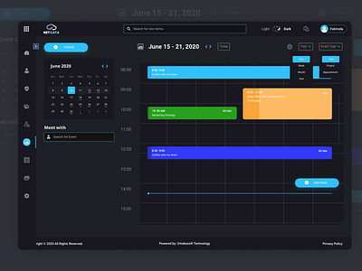 Calendar Design branding calendar dark mode dark theme design minimal ui user experience web