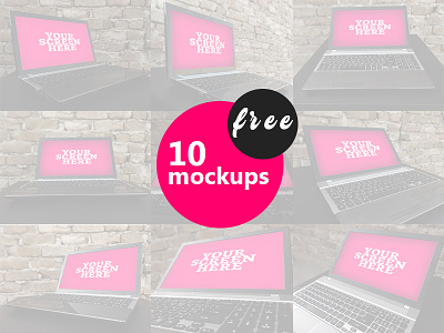 Free: 10 Realistic Laptop Mockups 10 free mockups laptop mockups macbook mockups mockups bundle
