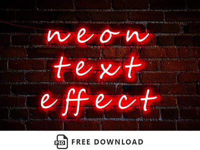 Realistic Neon Text Effect free download freebies neon text effect psd free