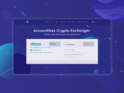 Crypto exchanger landing page