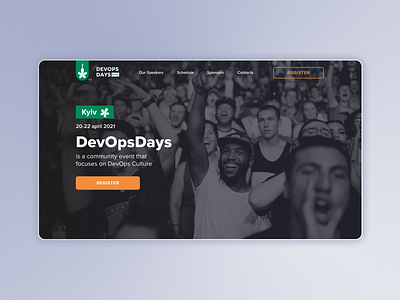 Kyiv DevOpsDays event [Hero Screen] design fluent home screen ui