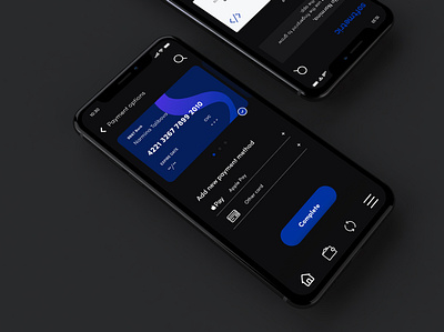 Softmetric IT development company app | Payment method page app app design apple pay business cards company completed dark dark mode design digital finance iphone x app mobile payment method softmetric software technology ui ux