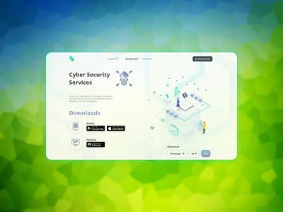 Cyber security project app design flat landing page minimal ui web web design website
