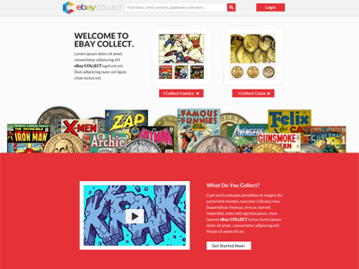 Collect Home Page collectibles collections comic books ebay flat ui